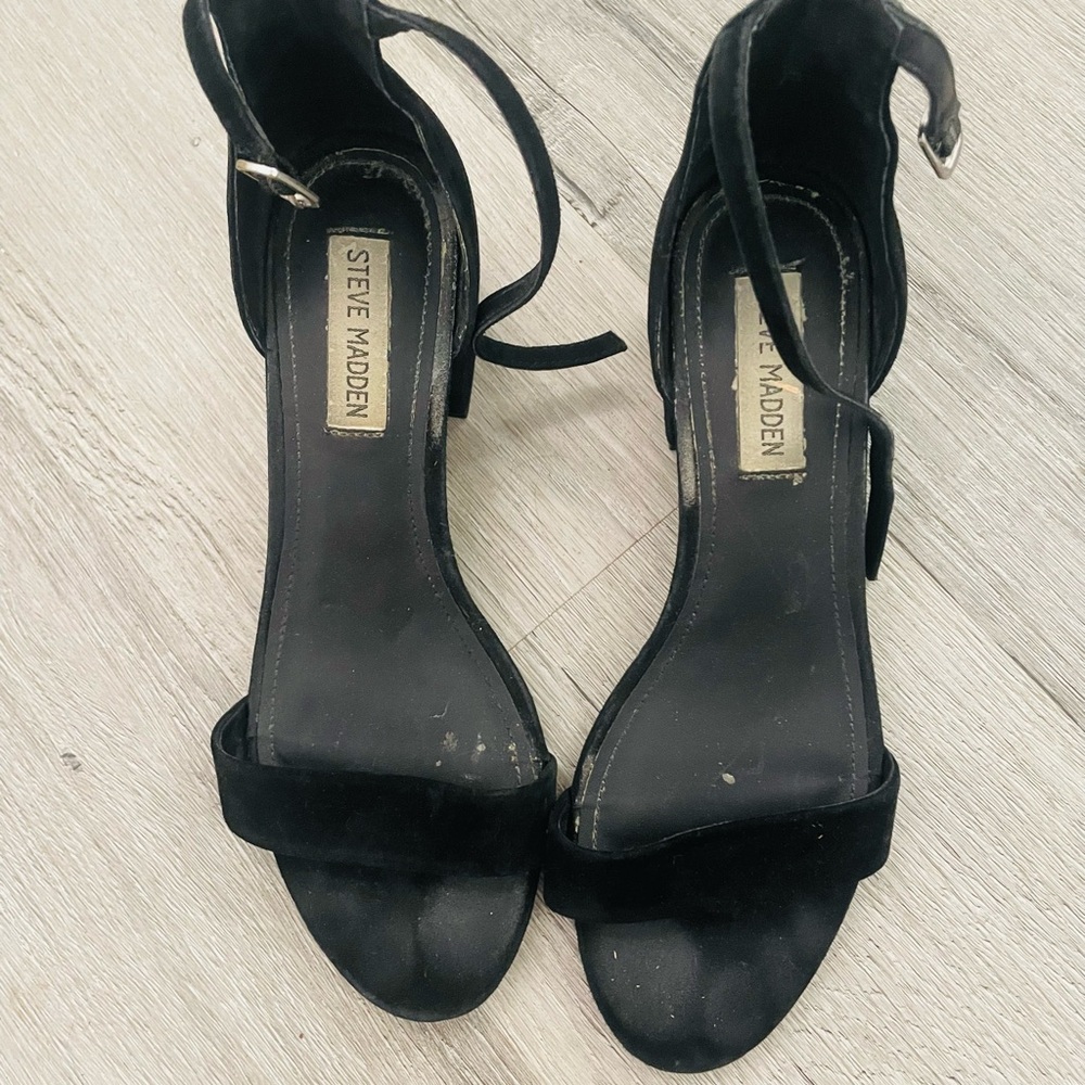 Steve Madden Black Stiletto Heels with Ankle Strap